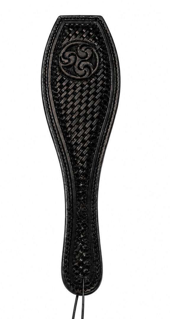 Punziertes Lederpaddle in schwarz